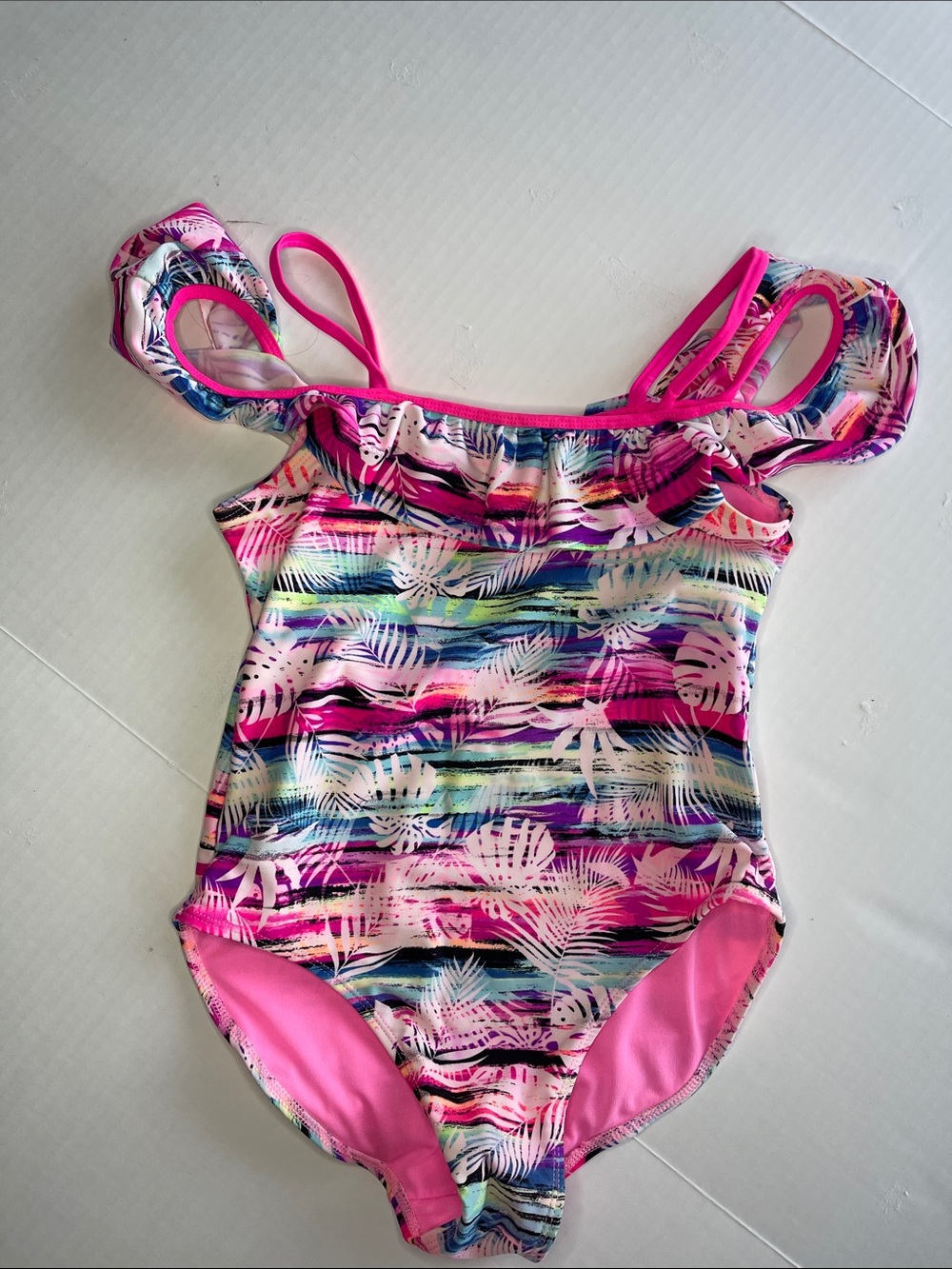 wonder nation Pink Multicolor Palm-Print One-Piece Swimsuit